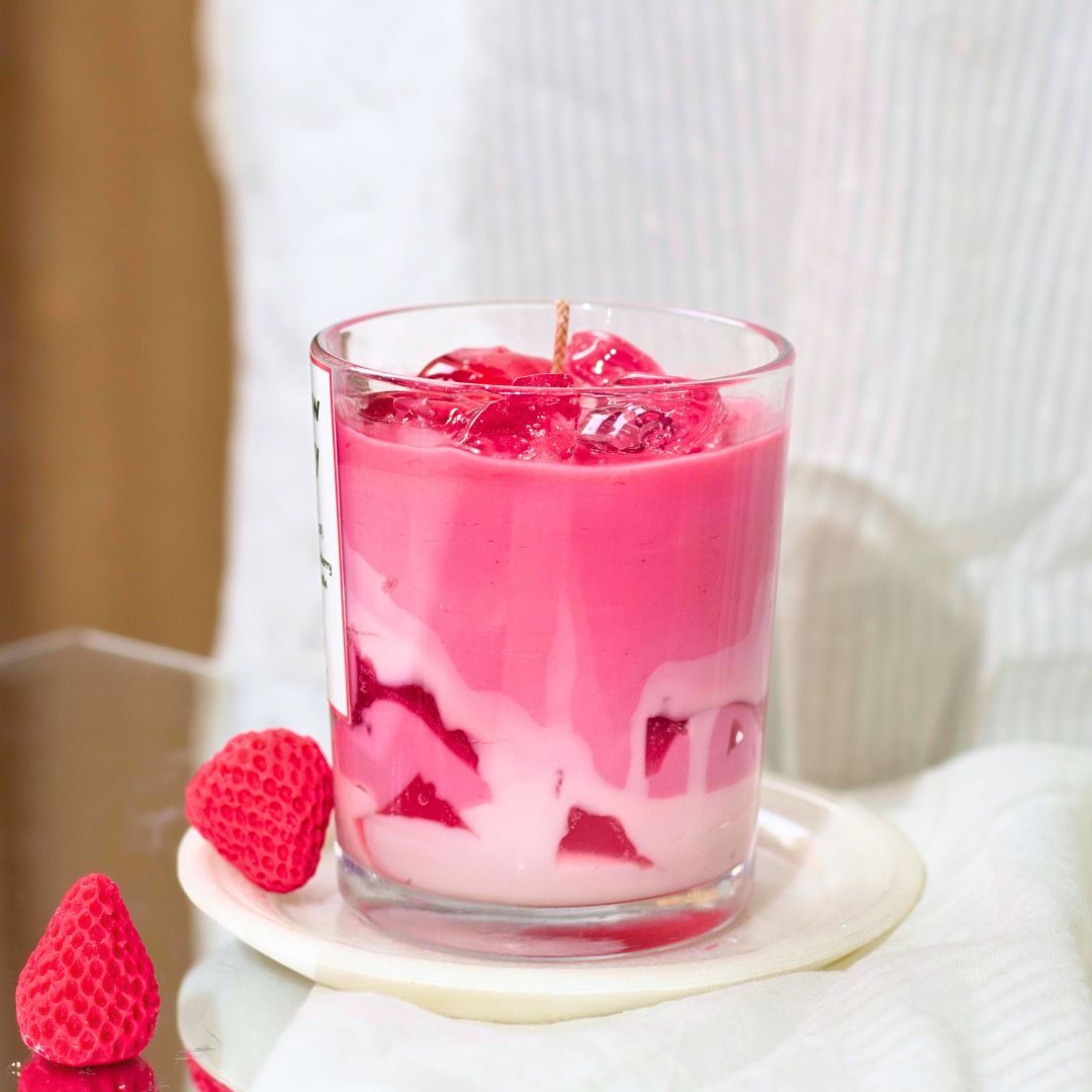 Iced Strawberry Milk - Fresh Strawberry Scented Jar Candle - Silky Zest