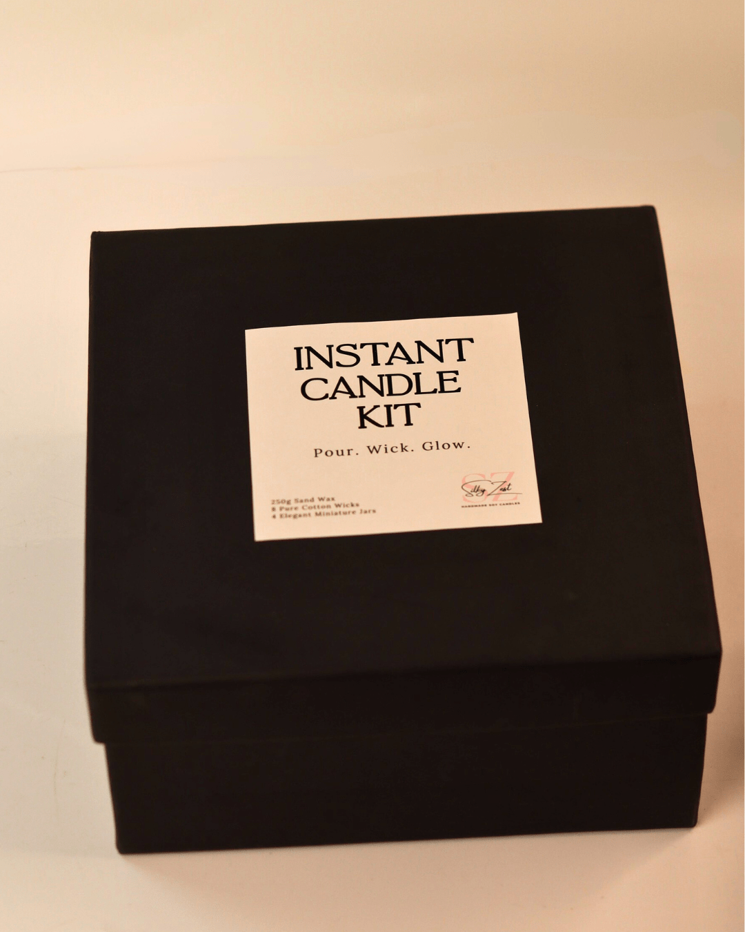 The Instant Candle Kit - Sand Wax with Wicks and 4 Mini Jars - Silky Zest