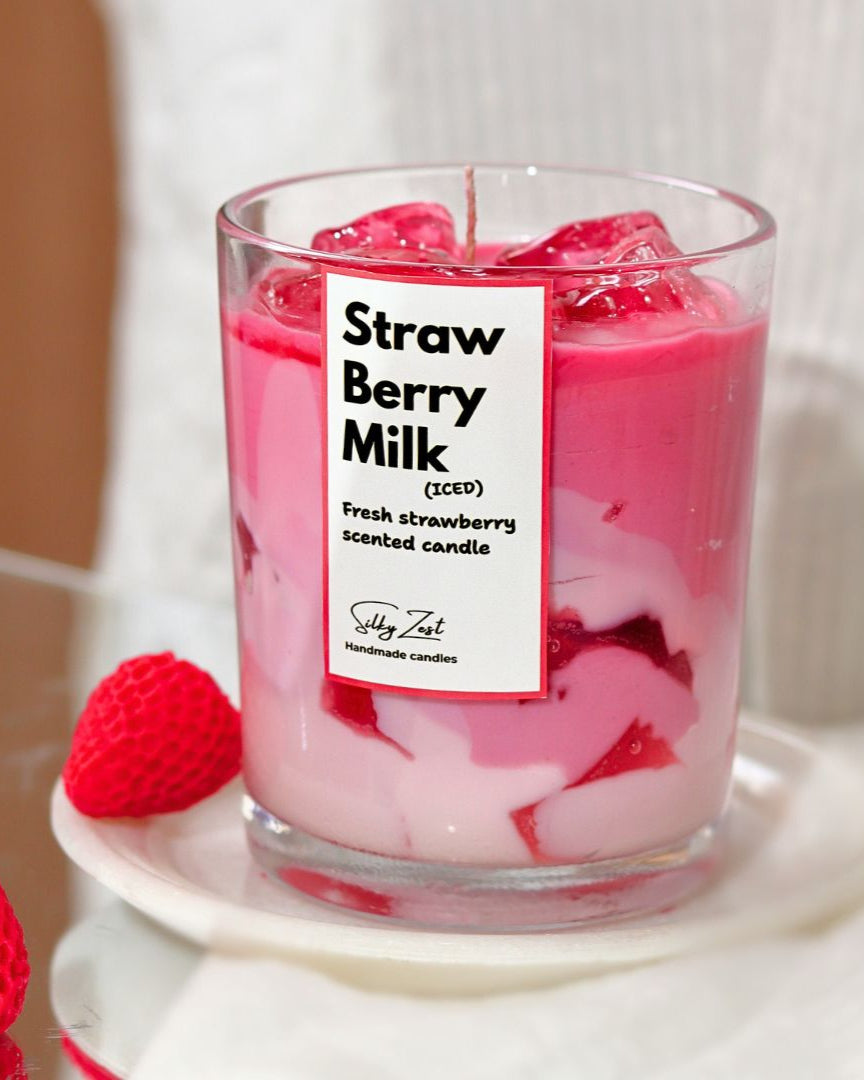 Iced Strawberry Milk - Fresh Strawberry Scented Jar Candle - Silky Zest