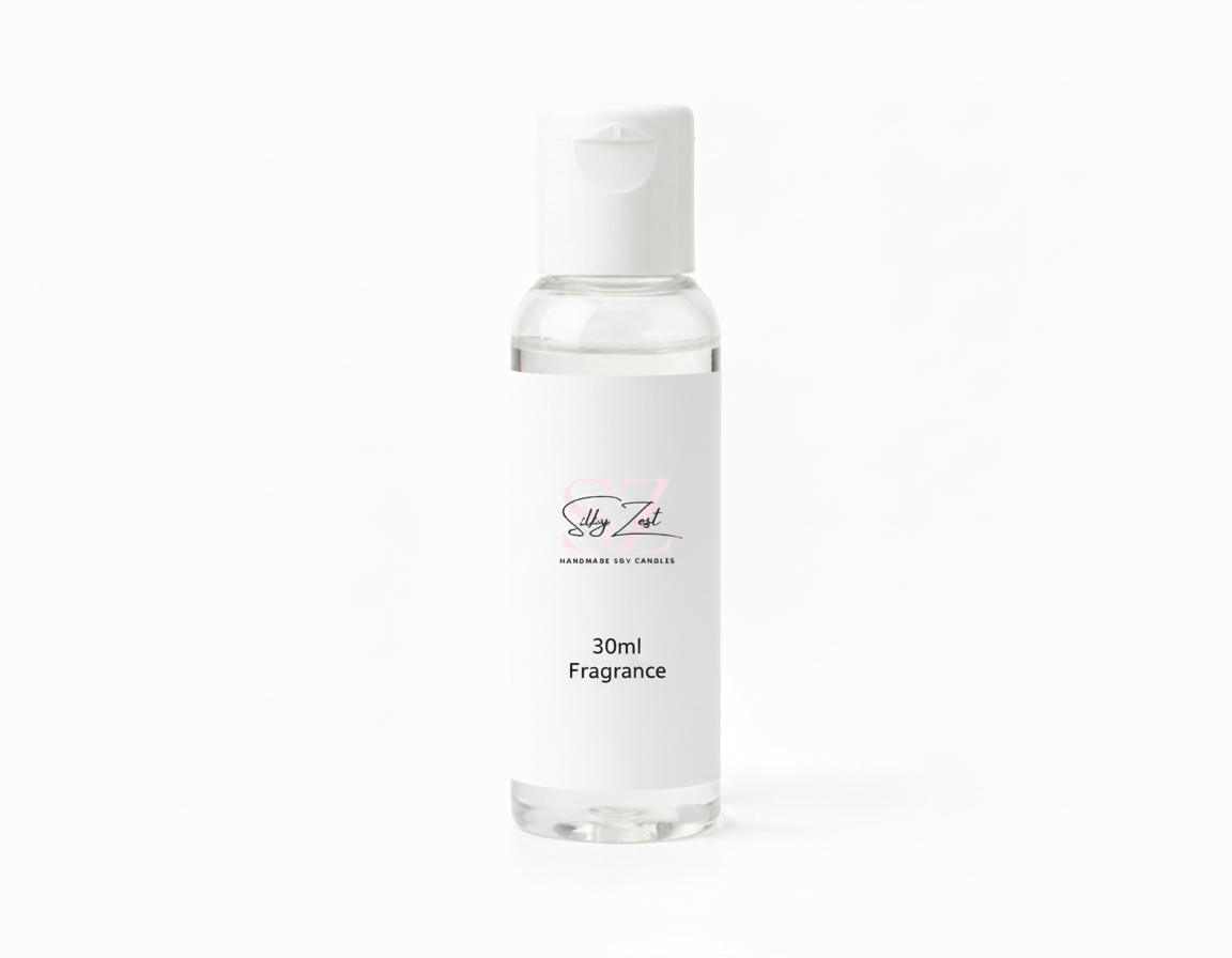 Small bottle of fragrance with a white cap on a white background