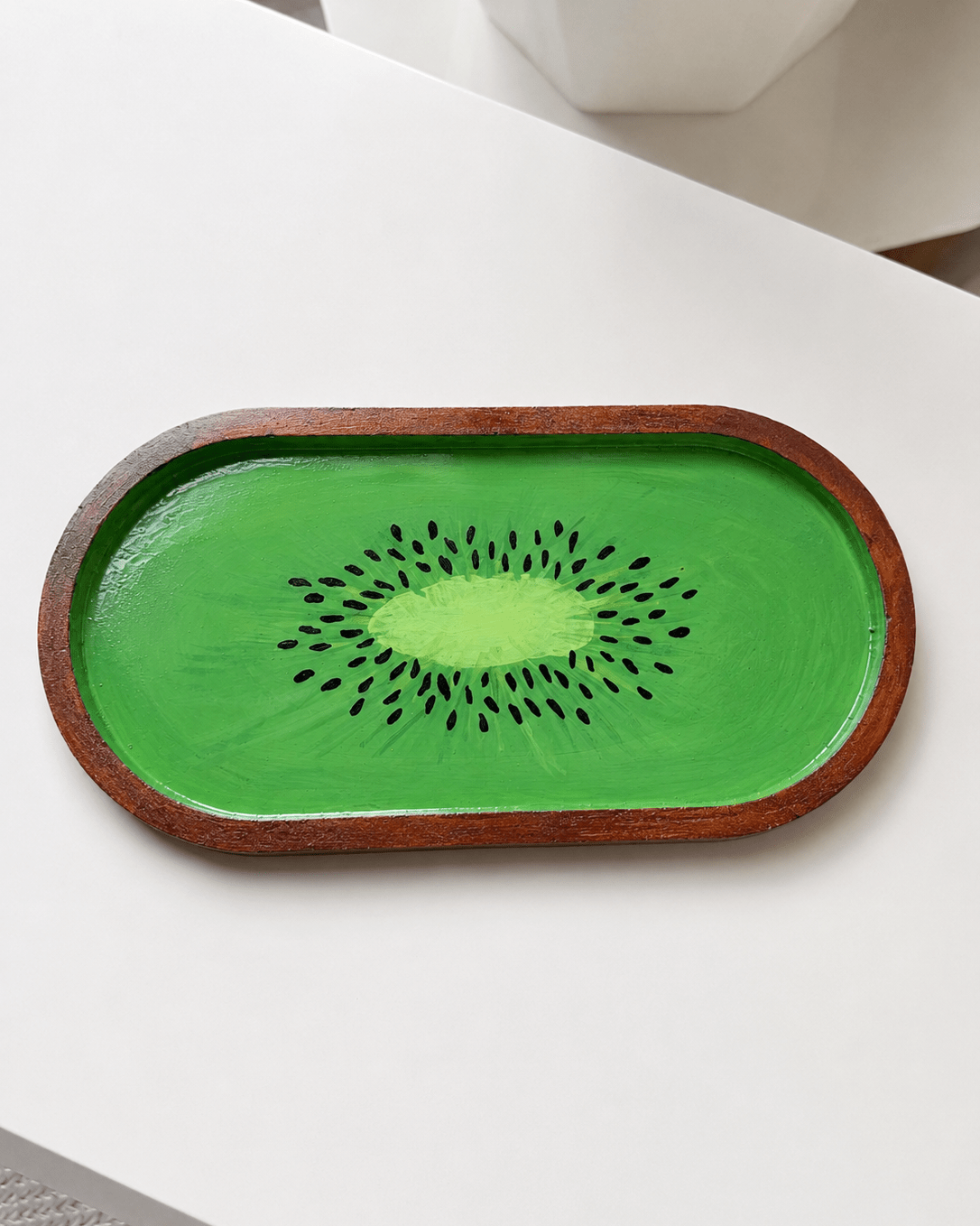 Kiwi Slice Trinket Tray | Handmade Fruit-Inspired Jewellery & Desk Organiser Tray - Silky Zest