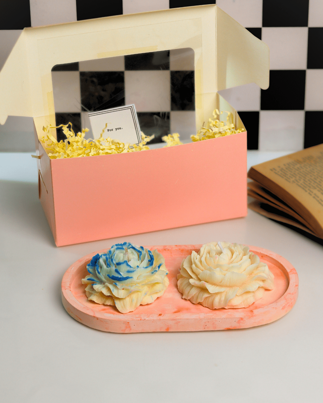 Eternal Bloom - Set of 2 Scented Peony Candle Gift Box - Silky Zest