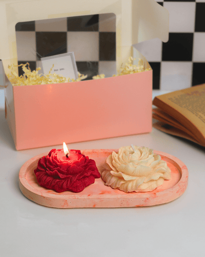 Eternal Bloom - Set of 2 Scented Peony Candle Gift Box - Silky Zest