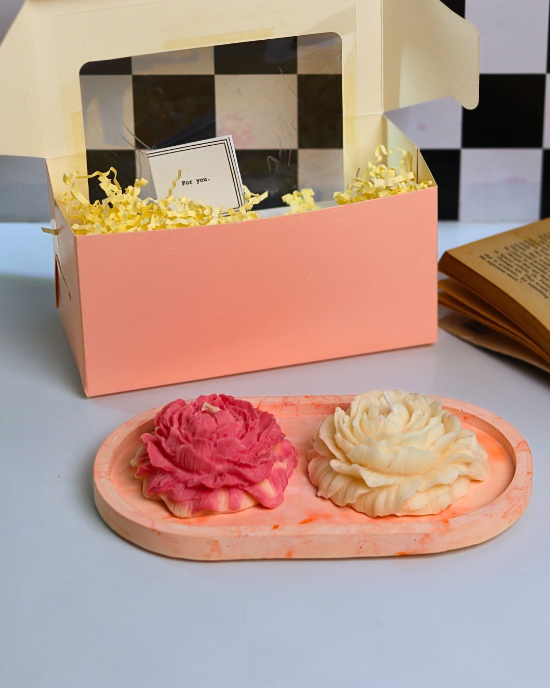 Eternal Bloom Duo Box | Handcrafted Peony Candle Gift – Silky Zest