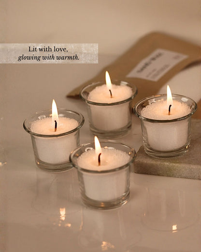 The Instant Candle Kit - Sand Wax with Wicks, 4 Mini Jars & Lotus Urli - Silky Zest