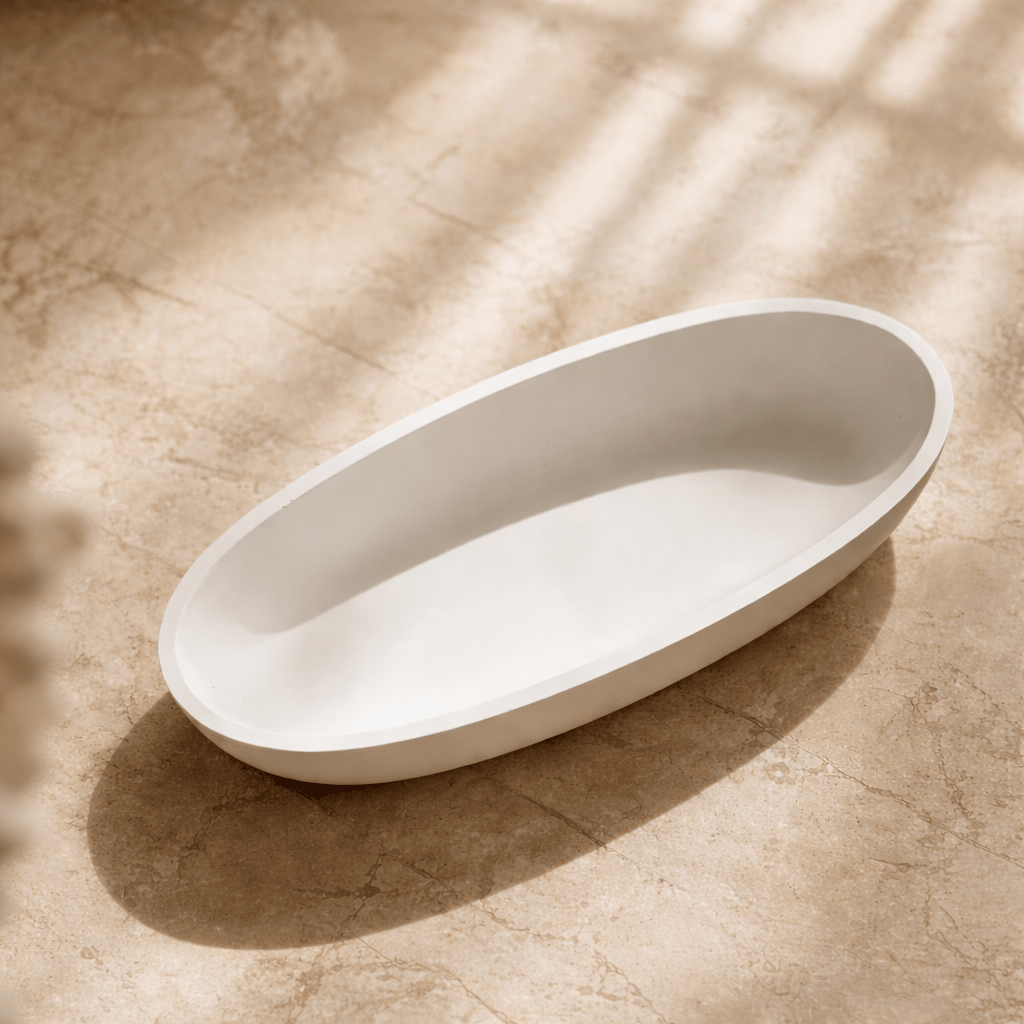 Handmade White Concrete Trinket Tray - Silky Zest
