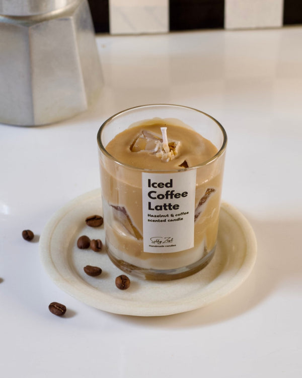Iced Coffee Latte - Hazelnut Coffee Scented Jar Candle - Silky Zest