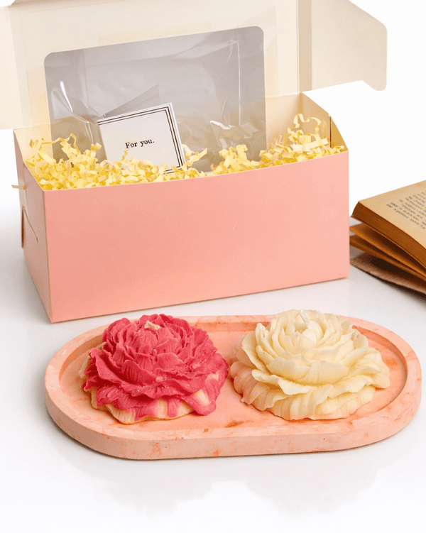 Eternal Bloom - Set of 2 Scented Peony Candle Gift Box - Silky Zest