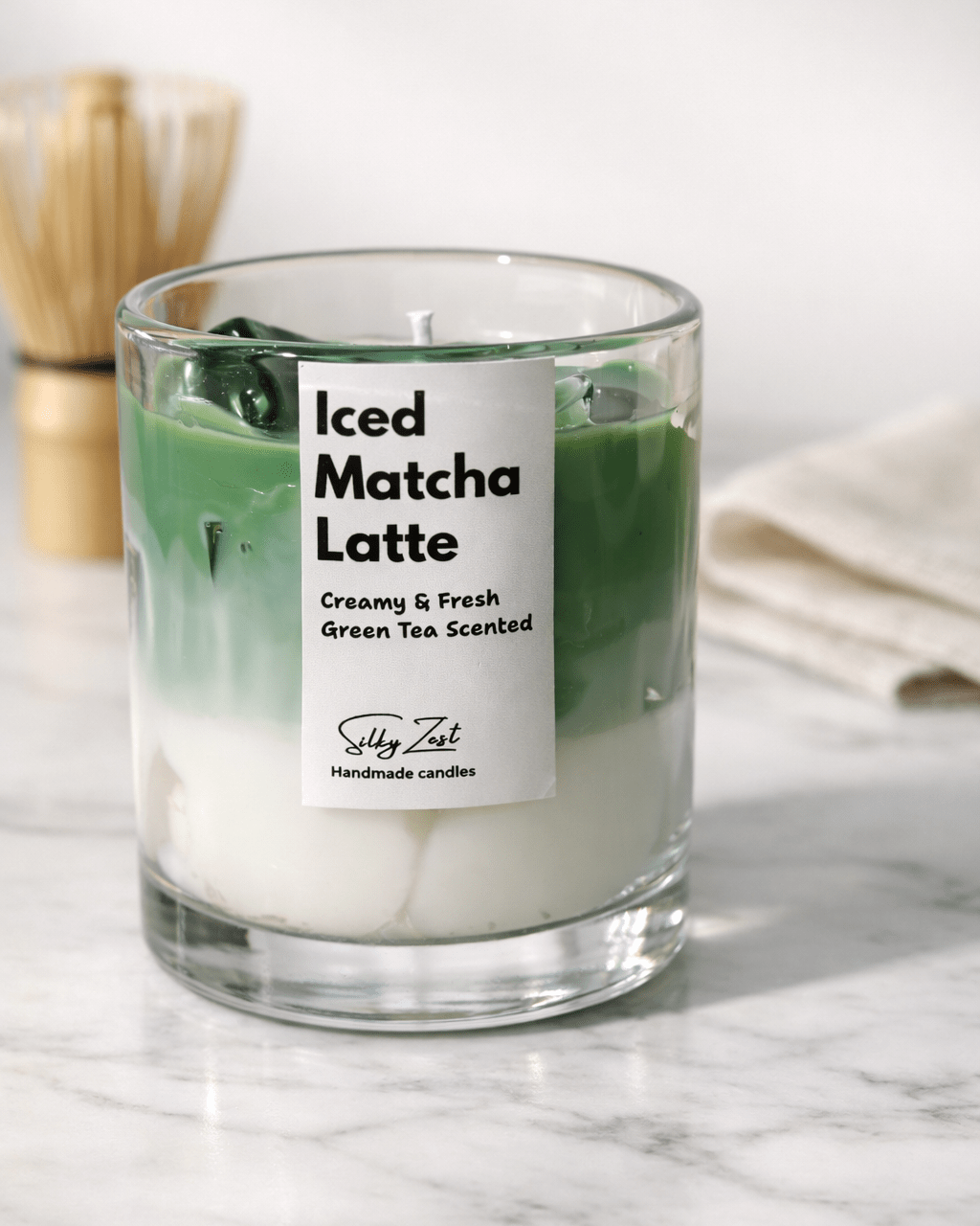 Iced Matcha Latte - Soothing Green Tea Scented Candle - Silky Zest