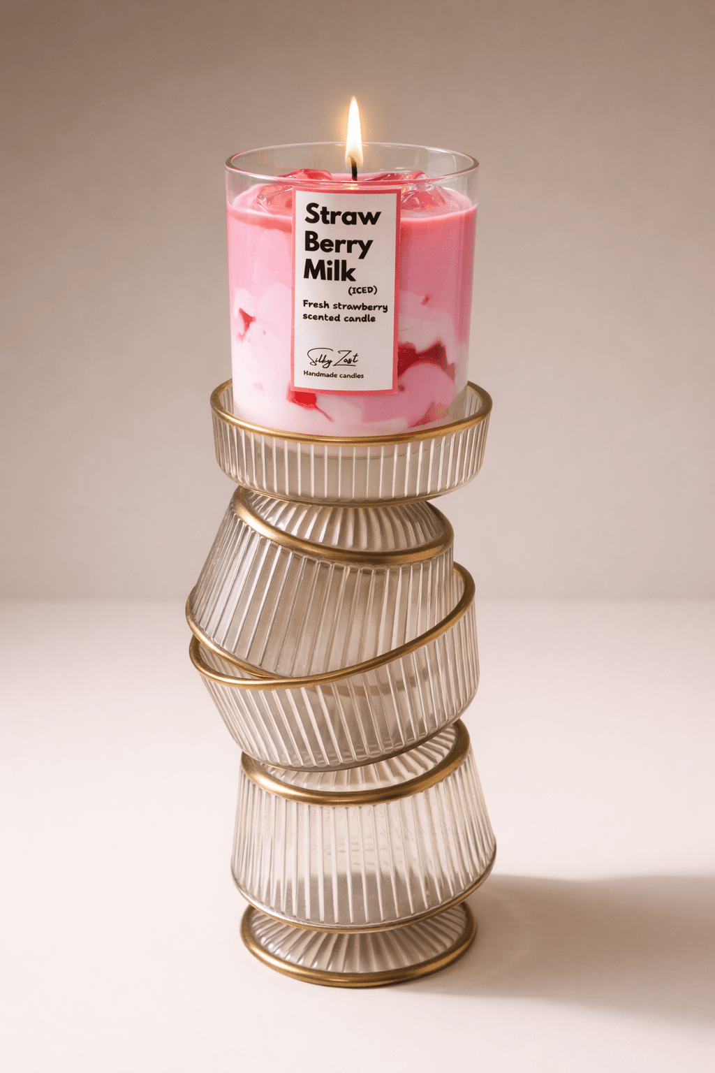 Iced Strawberry Milk - Fresh Strawberry Scented Jar Candle - Silky Zest