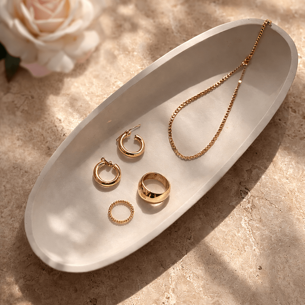 Handmade White Concrete Trinket Tray - Silky Zest