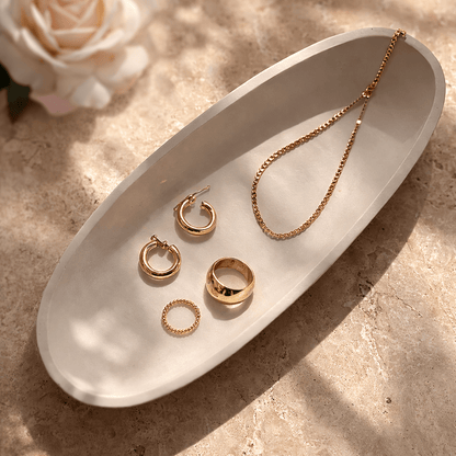 Handmade White Concrete Trinket Tray - Silky Zest