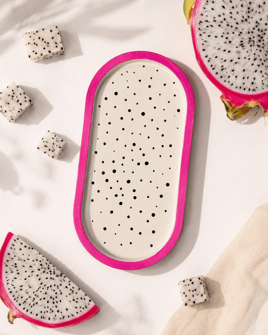 Dragon Fruit Slice Trinket Tray | Handmade Fruit-Inspired Jewellery & Desk Organiser Tray - Silky Zest