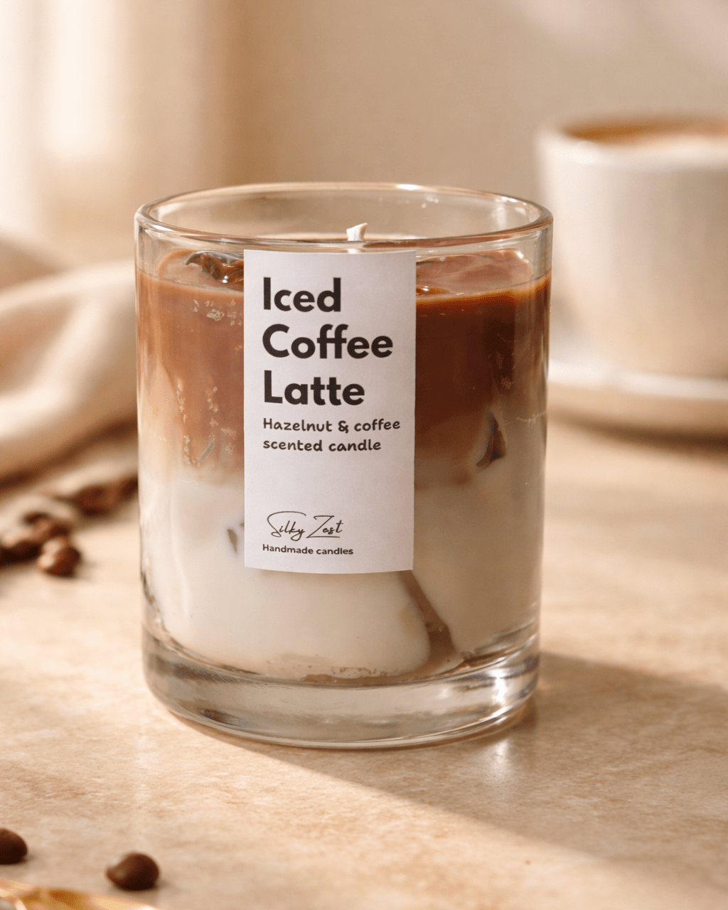 Iced Coffee Latte - Hazelnut Coffee Scented Jar Candle - Silky Zest