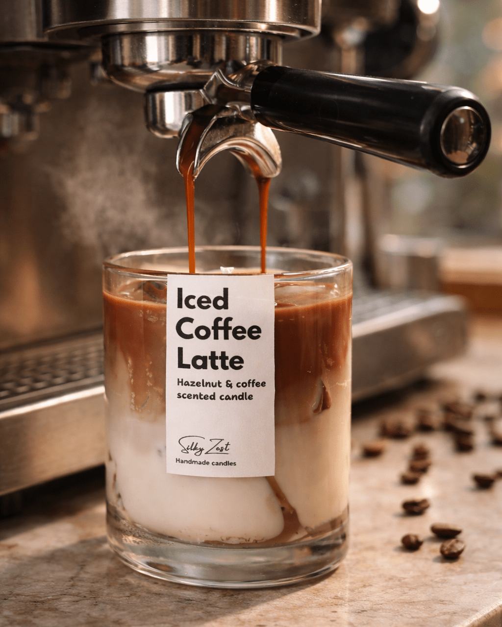 Iced Coffee Latte - Hazelnut Coffee Scented Jar Candle - Silky Zest