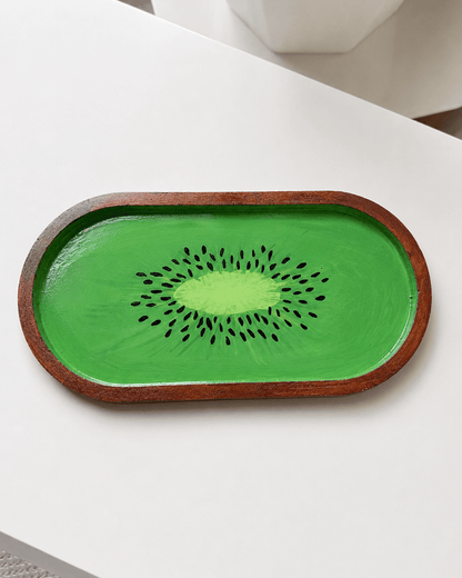 Kiwi Slice Trinket Tray | Handmade Fruit-Inspired Jewellery & Desk Organiser Tray - Silky Zest