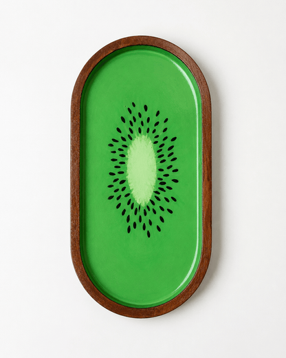 Kiwi Slice Trinket Tray | Handmade Fruit-Inspired Jewellery & Desk Organiser Tray - Silky Zest