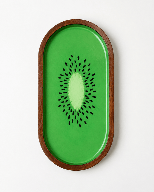 Kiwi Slice Trinket Tray | Handmade Fruit-Inspired Jewellery & Desk Organiser Tray - Silky Zest
