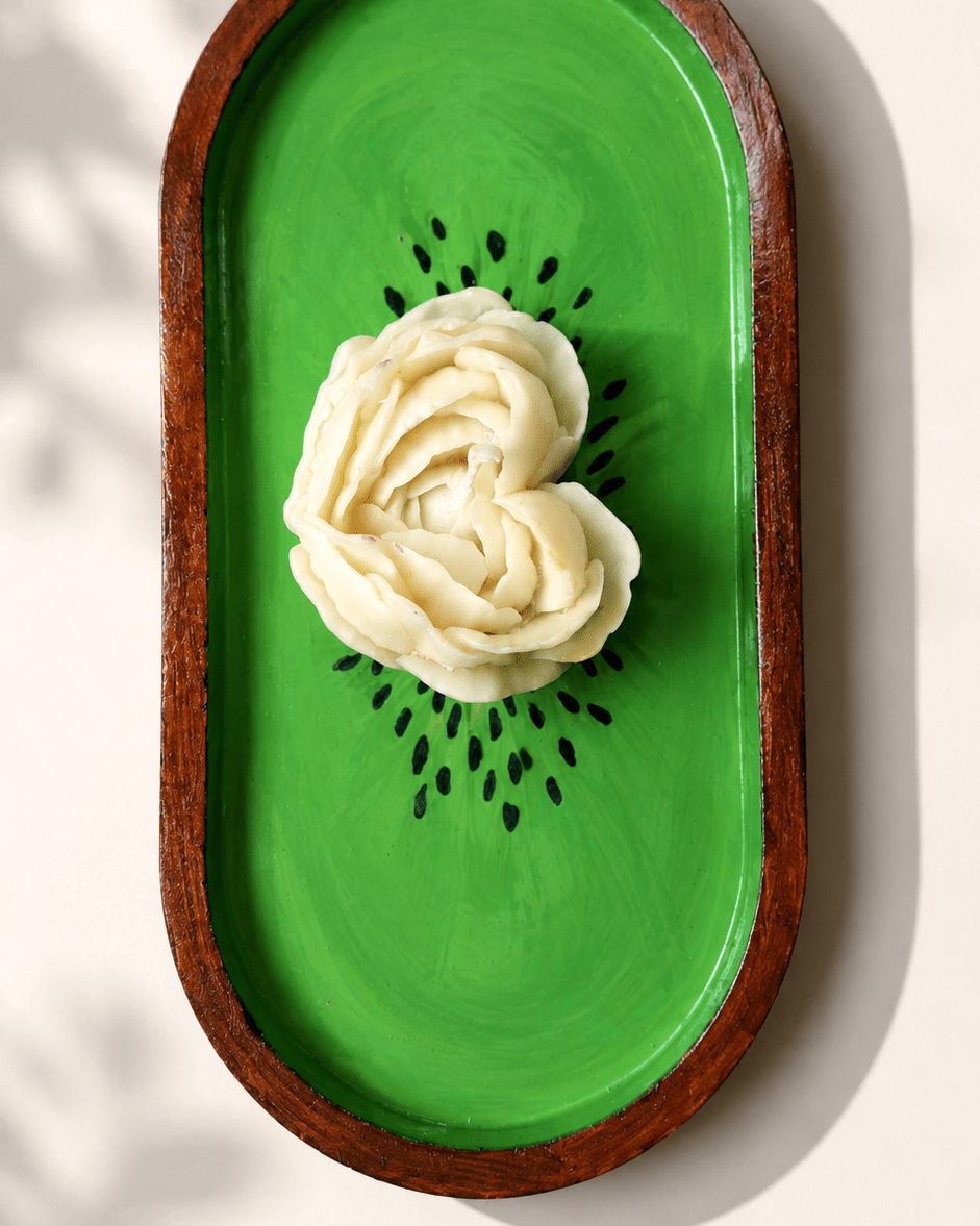 Kiwi Slice Trinket Tray | Handmade Fruit-Inspired Jewellery & Desk Organiser Tray - Silky Zest