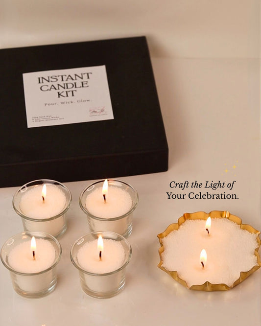 The Instant Candle Kit - Sand Wax with Wicks and 4 Mini Jars - Silky Zest